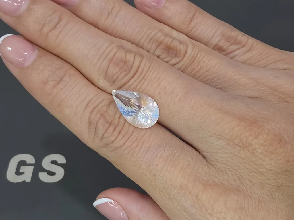 Rainbow moonstone pear cut 5.32 carats, Madagascar Image №2