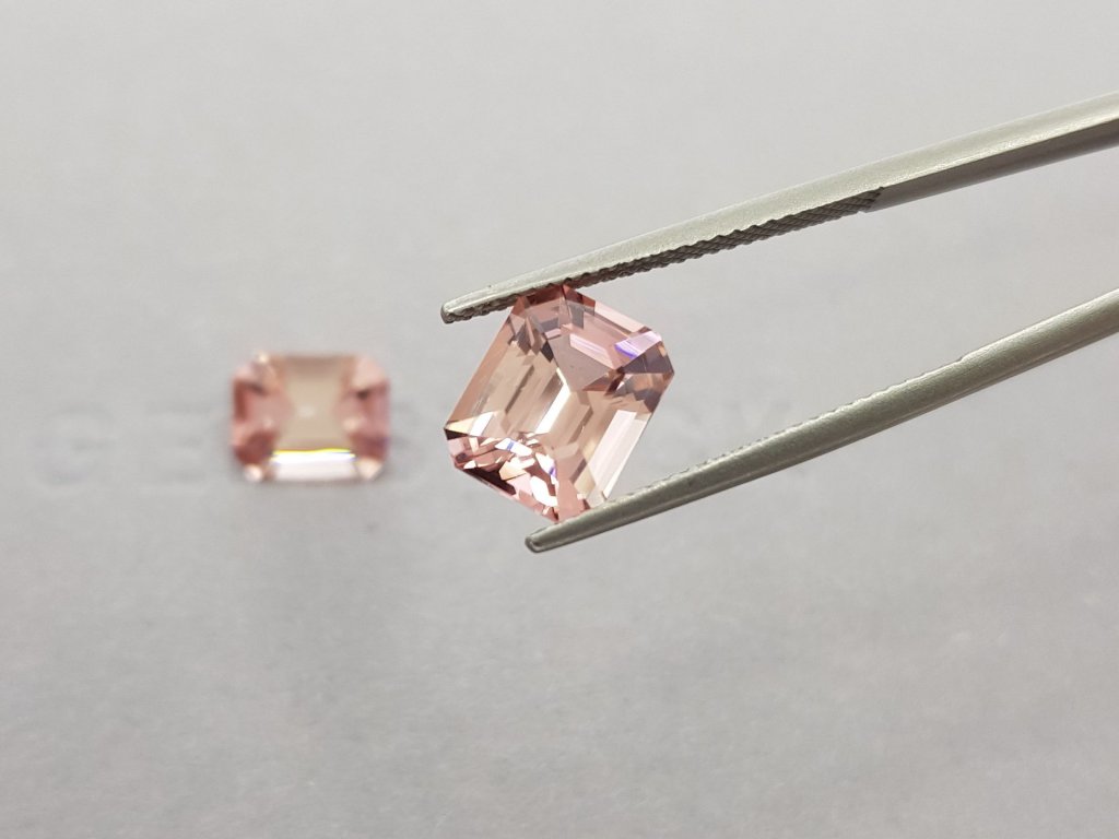 Pair of pale pink octagon cut tourmalines 6.10 ct Image №4