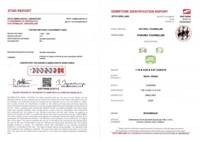 Certificate Cushion cut Paraiba tourmaline set 2.54 ct, Mozambique