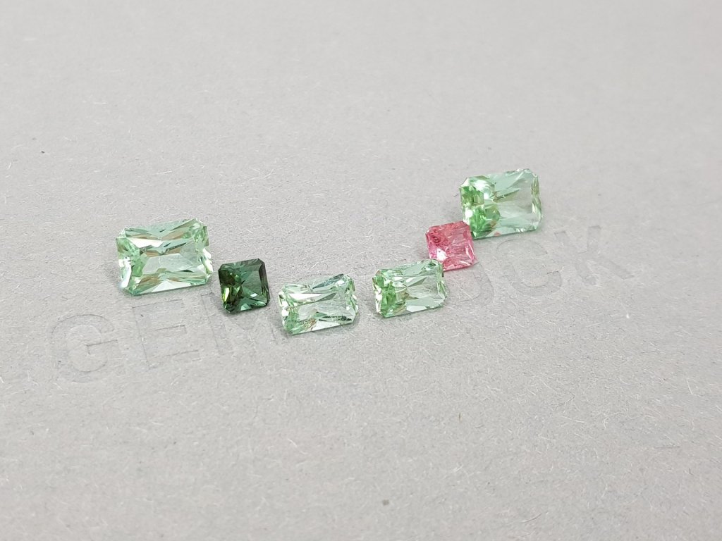 Set of pink and green radiant cut tourmalines 4.61 ct, Afghanistan Image №3