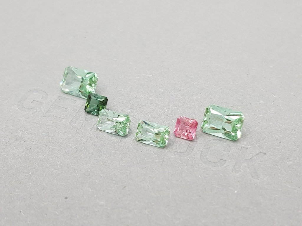 Set of pink and green radiant cut tourmalines 4.61 ct, Afghanistan Image №4