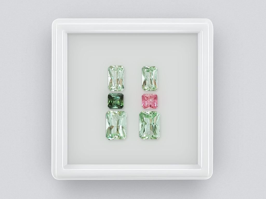 Set of pink and green radiant cut tourmalines 4.61 ct, Afghanistan Image №1