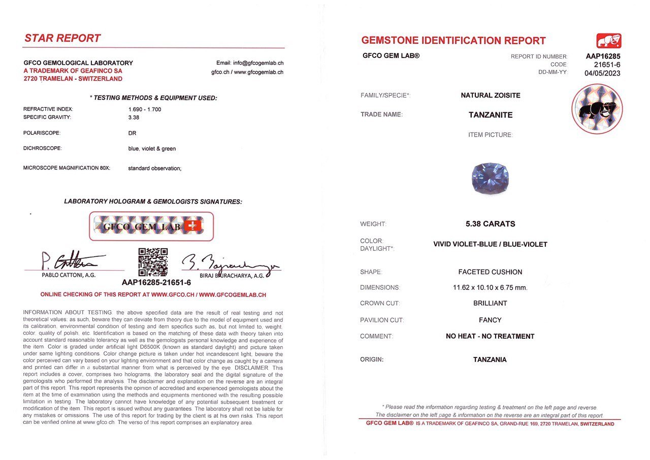 Unheated fancy cut tanzanite 5.38 ct Image №5
