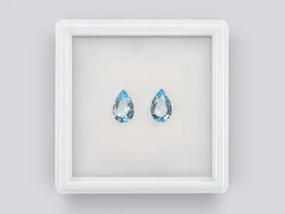 Pair of pear cut aquamarines 1.17 carats photo