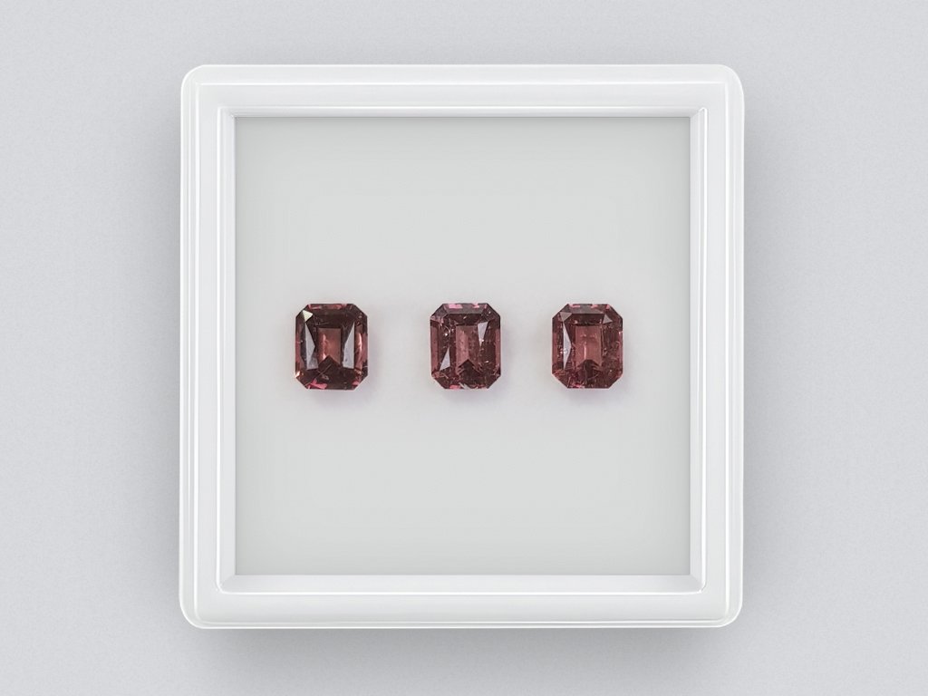 Octagon cut rubellite set 2.60, Africa Image №1