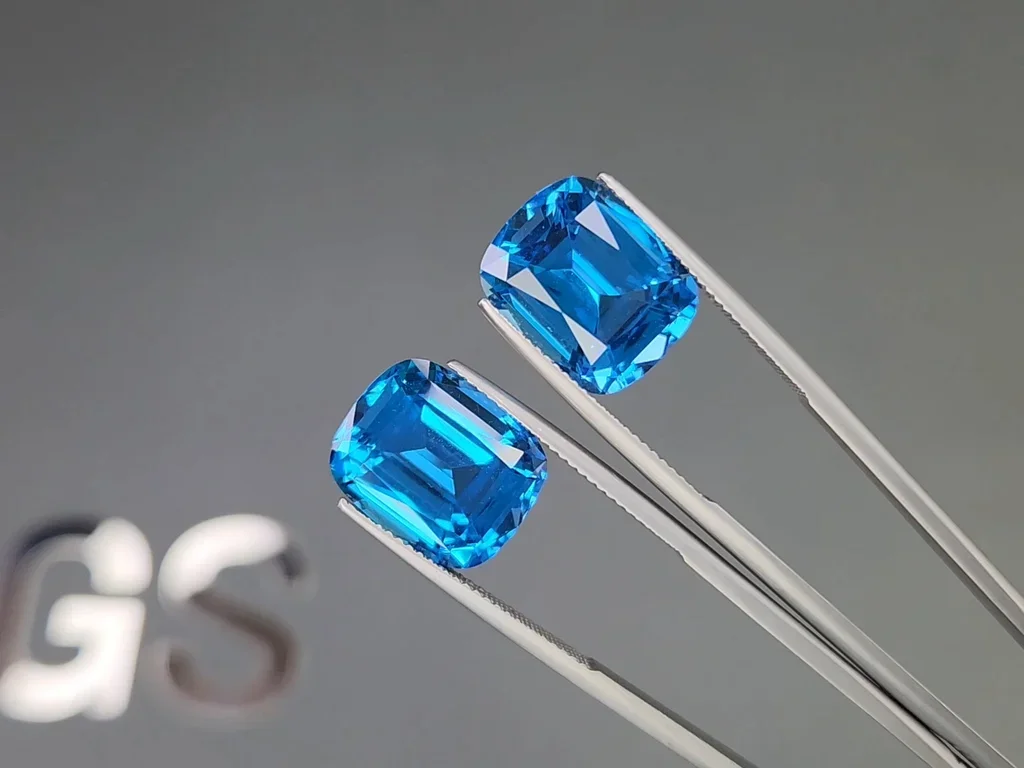 Set of Swiss Blue topaz in cushion cut 43.40 carats, Brazil  Image №4