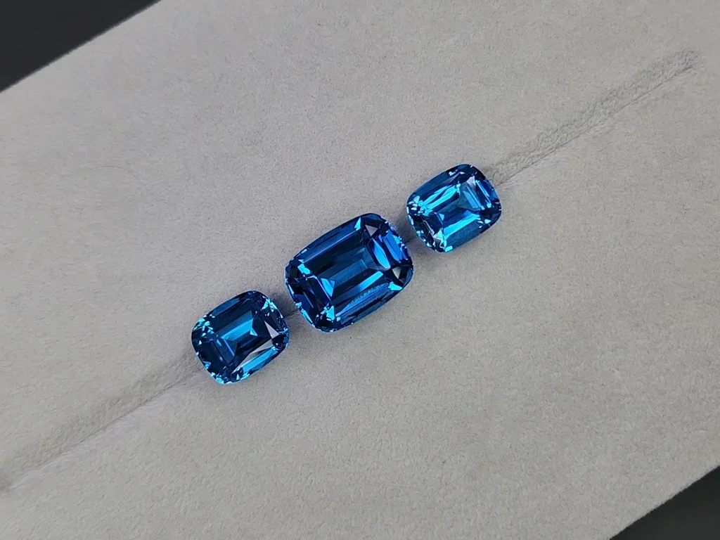 Set of Swiss Blue topaz in cushion cut 43.40 carats, Brazil  Image №5