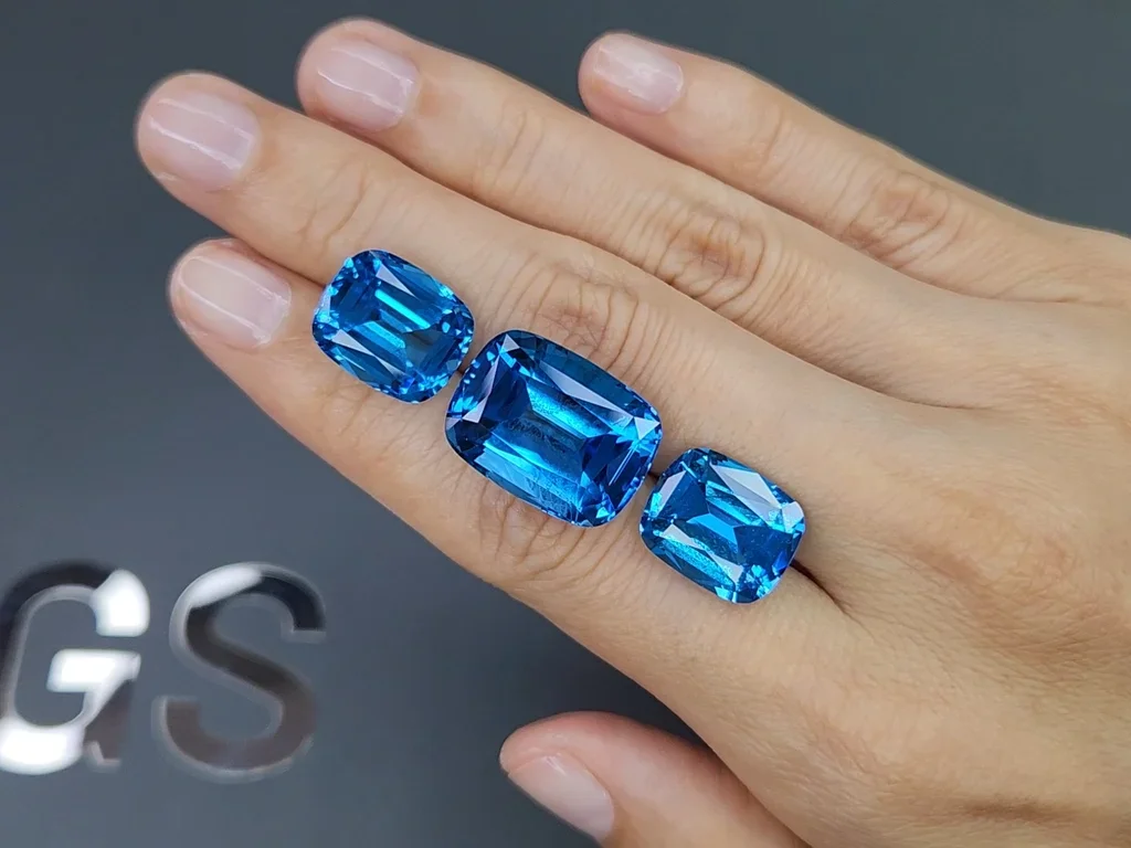Set of Swiss Blue topaz in cushion cut 43.40 carats, Brazil  Image №2