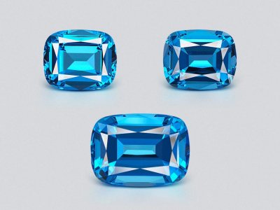 Set of Swiss Blue topaz in cushion cut 43.40 carats, Brazil  photo