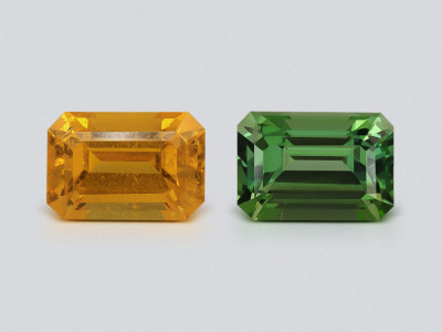 Contrasting pair of tourmaline and spessartine octagon cut 1.79 carats, Africa photo