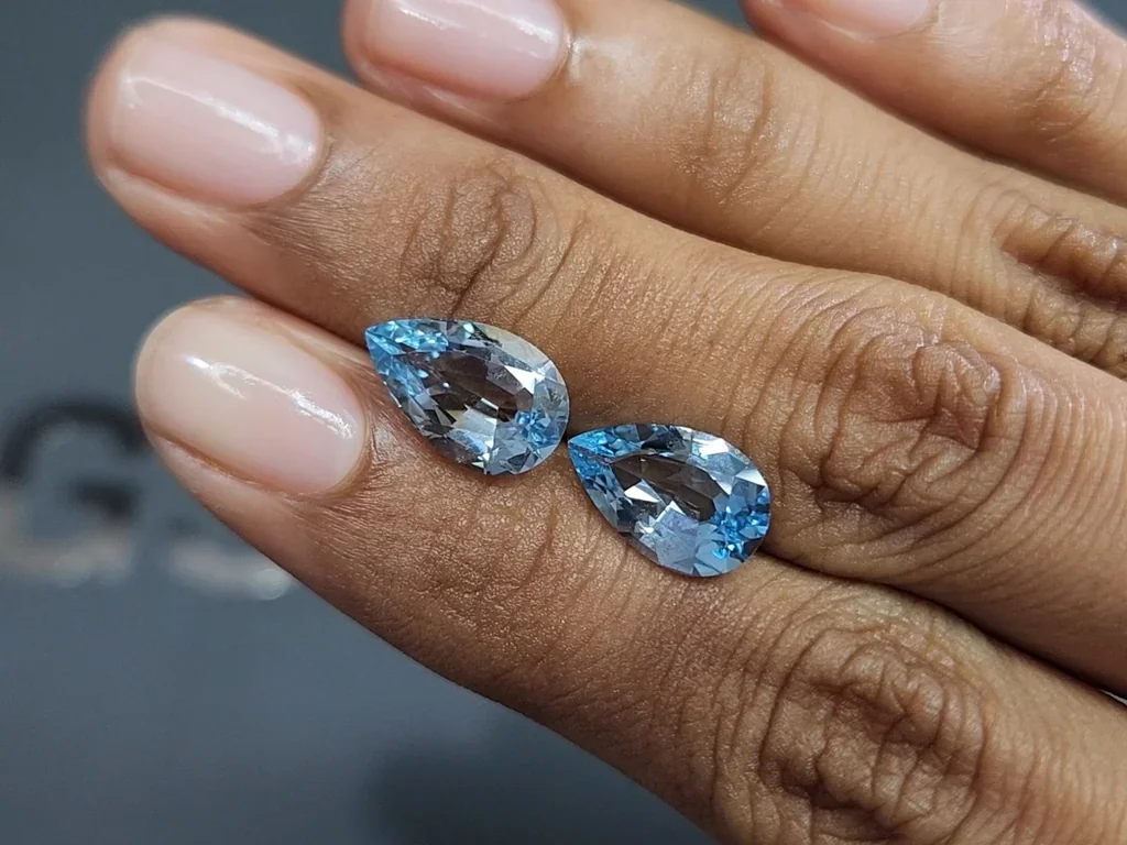 Pair of aquamarines pear cut 5.32 carats, Madagascar  Image №2