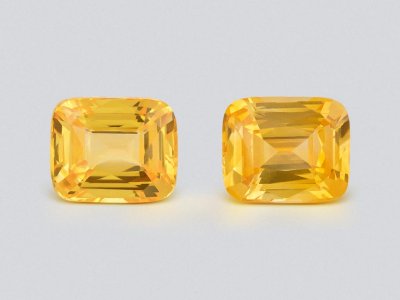Pair of sapphires Vivid Yellow cushion cut 8.24 carats, Sri Lanka photo