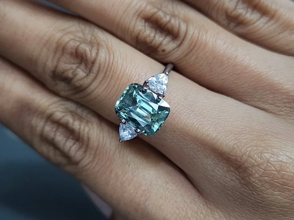 SapphireTeal cushion cut 4.56 carats, Madagascar Image №5
