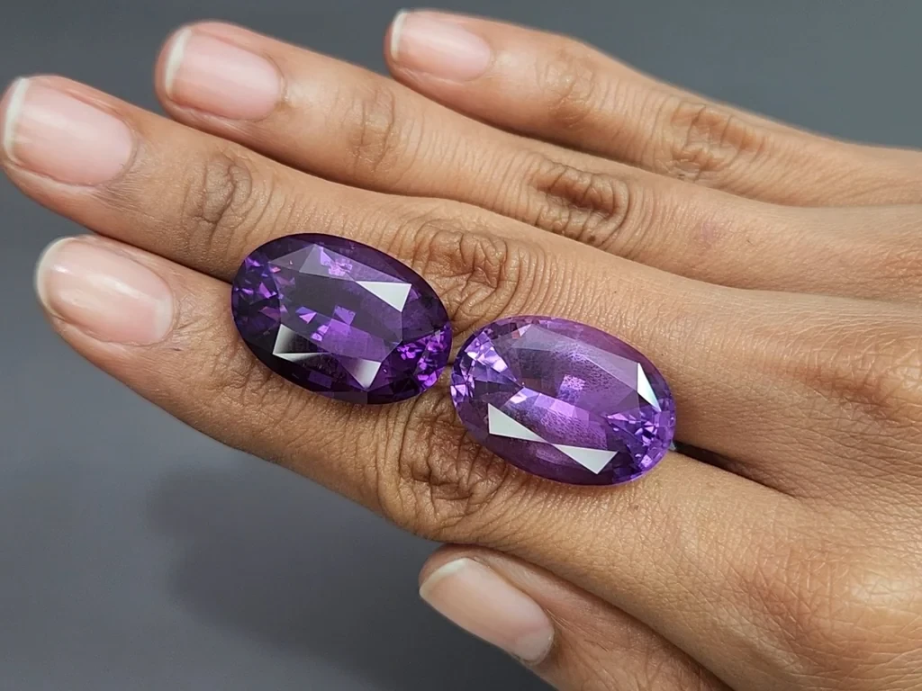 Pair of large amethysts oval cut 46.23 carats, Brazil Image №2