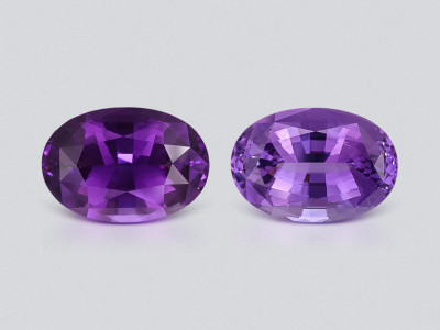 Pair of large amethysts oval cut 46.23 carats, Brazil photo