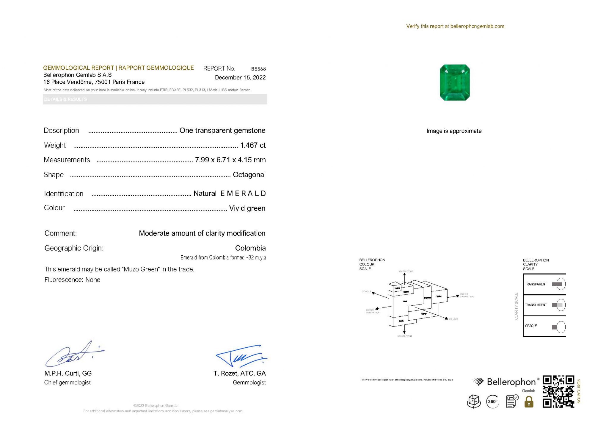 Colombian Muzo Green Emerald octagon shape 1.46 ct Image №5