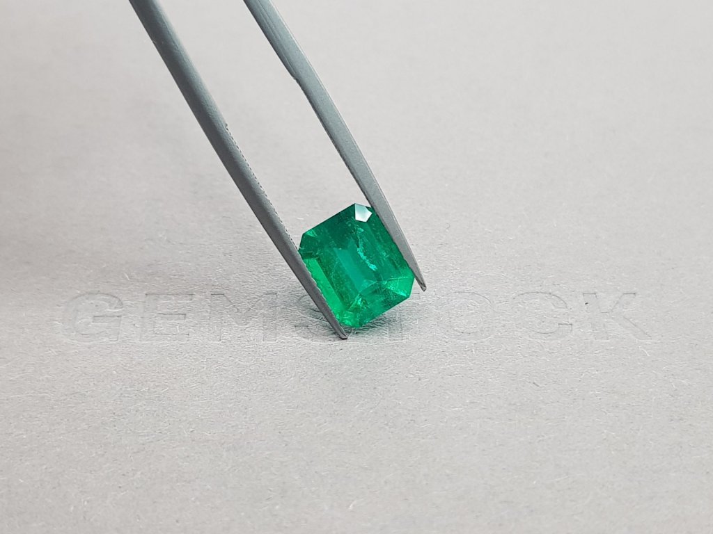 Ring with 2.25 ct Vivid Green Colombian emerald and diamonds in 18K white gold Image №8