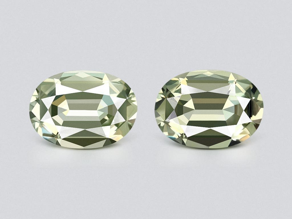 Pair of prasiolite (green quartz) in oval cut 8.81 carats, Africa Image №1