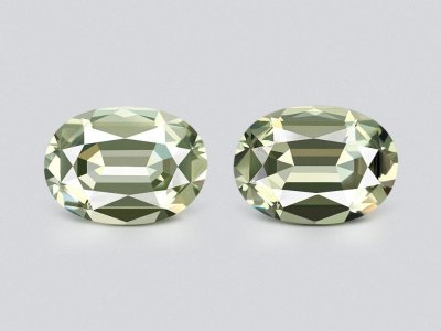 Pair of prasiolite (green quartz) in oval cut 8.81 carats, Africa photo