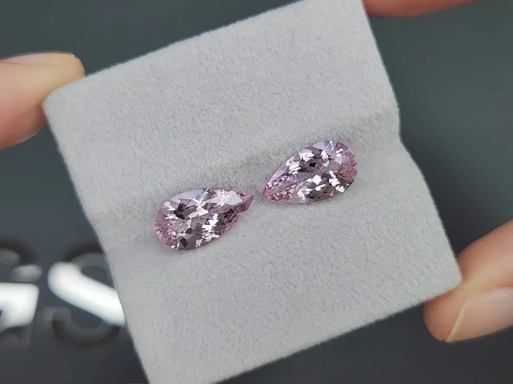 Pair of pink morganites in pear cut 4.00 carats, Madagascar  Image №4