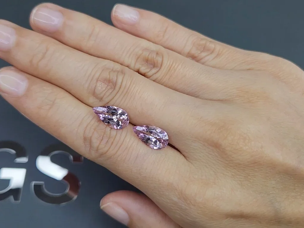 Pair of pink morganites in pear cut 4.00 carats, Madagascar  Image №2