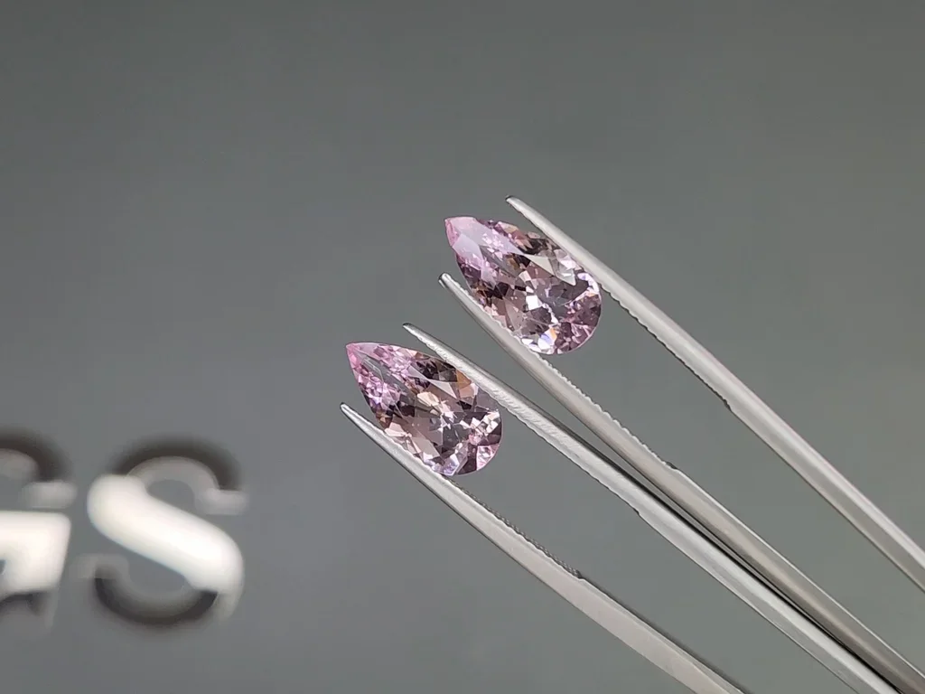 Pair of pink morganites in pear cut 4.00 carats, Madagascar  Image №3