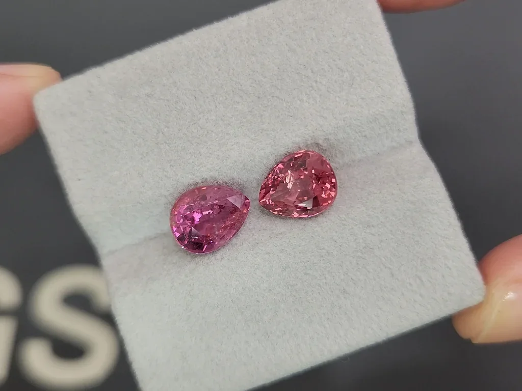 Pair of pink spinels in pear cut 6.06 carats, Burma Image №4