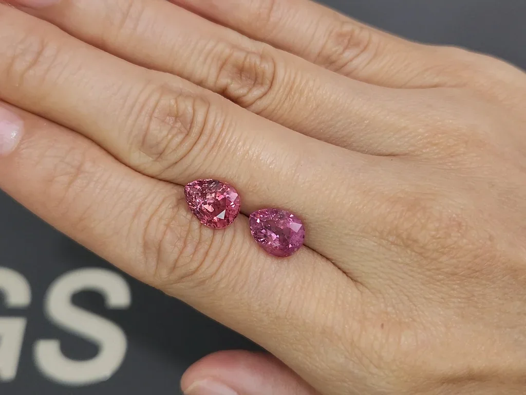 Pair of pink spinels in pear cut 6.06 carats, Burma Image №2