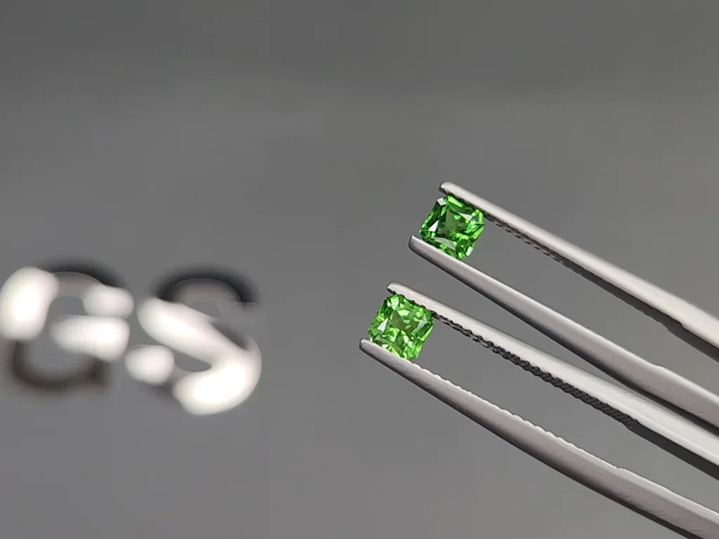 Pair of Vivid green tsavorites asscher cut 0.95 carats, Tanzania Image №3
