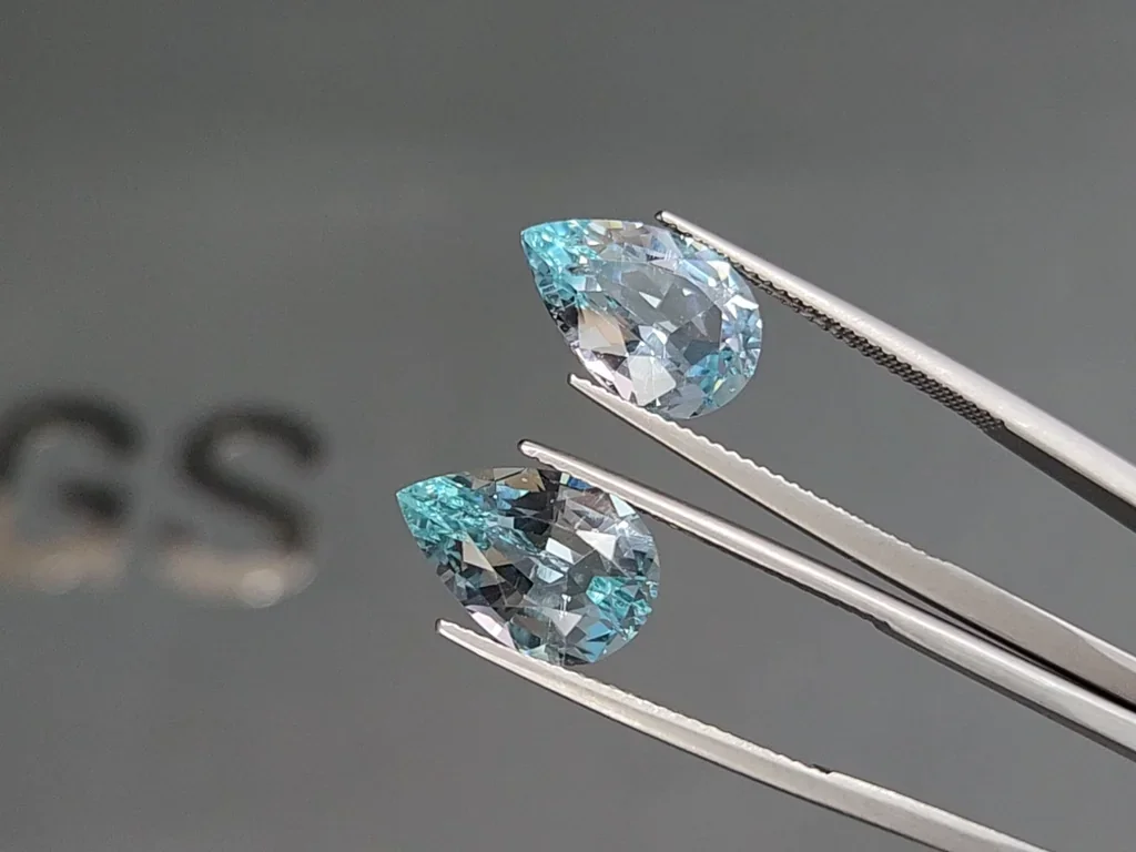 Pair of blue apatites in pear cut 8.52 carats, Brazil Image №3