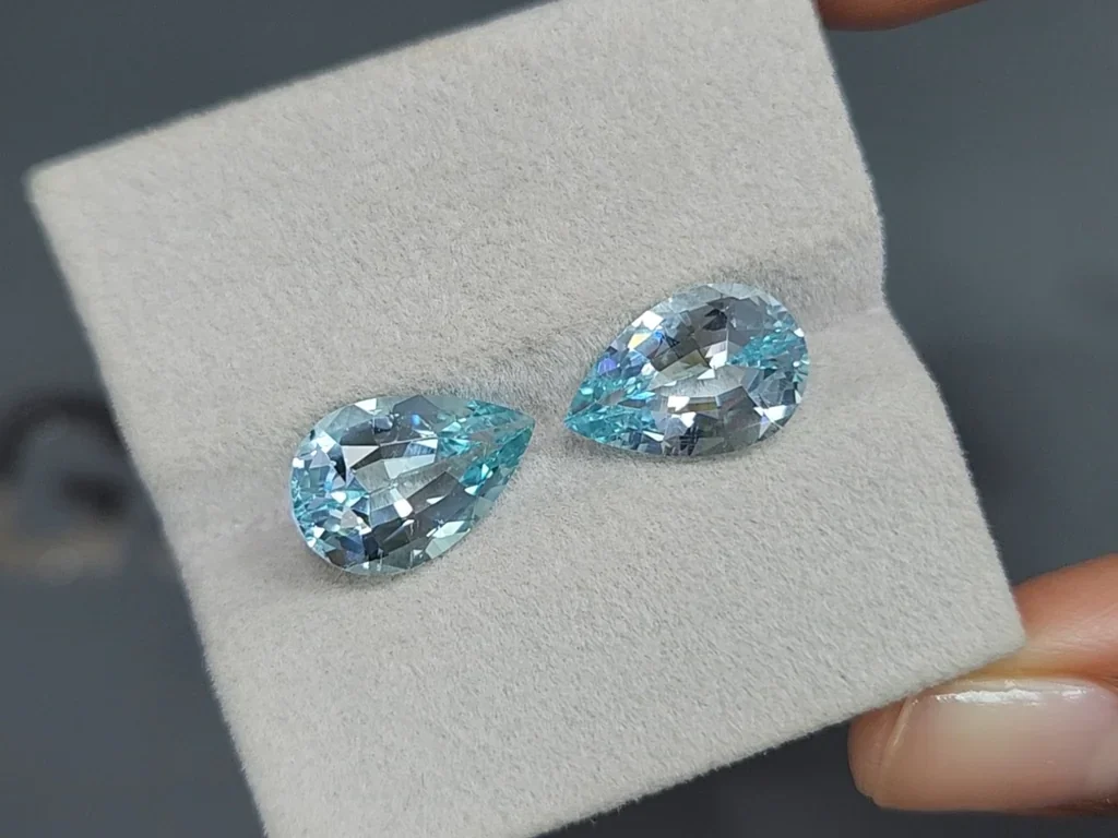 Pair of blue apatites in pear cut 8.52 carats, Brazil Image №4