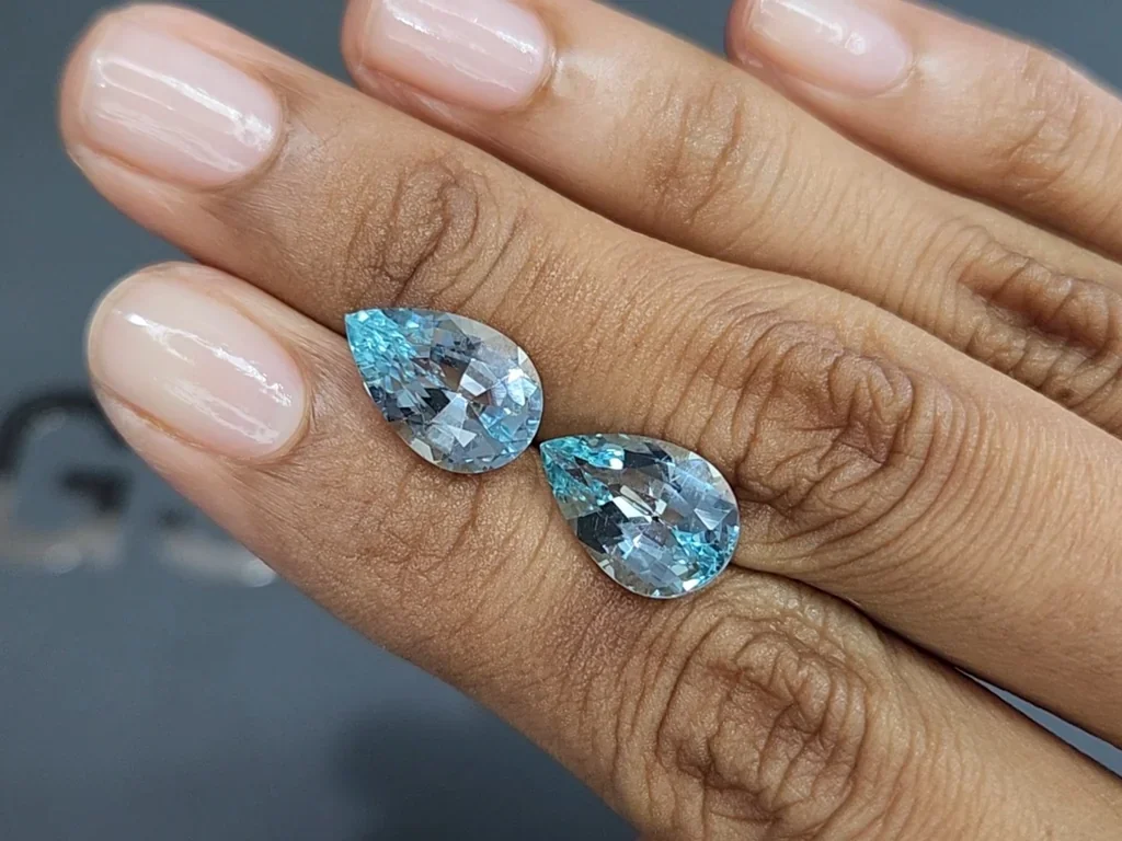 Pair of blue apatites in pear cut 8.52 carats, Brazil Image №2
