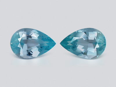 Pair of blue apatites in pear cut 8.52 carats, Brazil photo