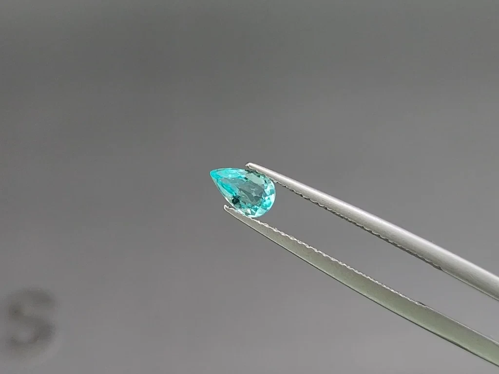 Neon Paraiba tourmaline greenish blue pear cut 0.36 carats, Mozambique Image №3