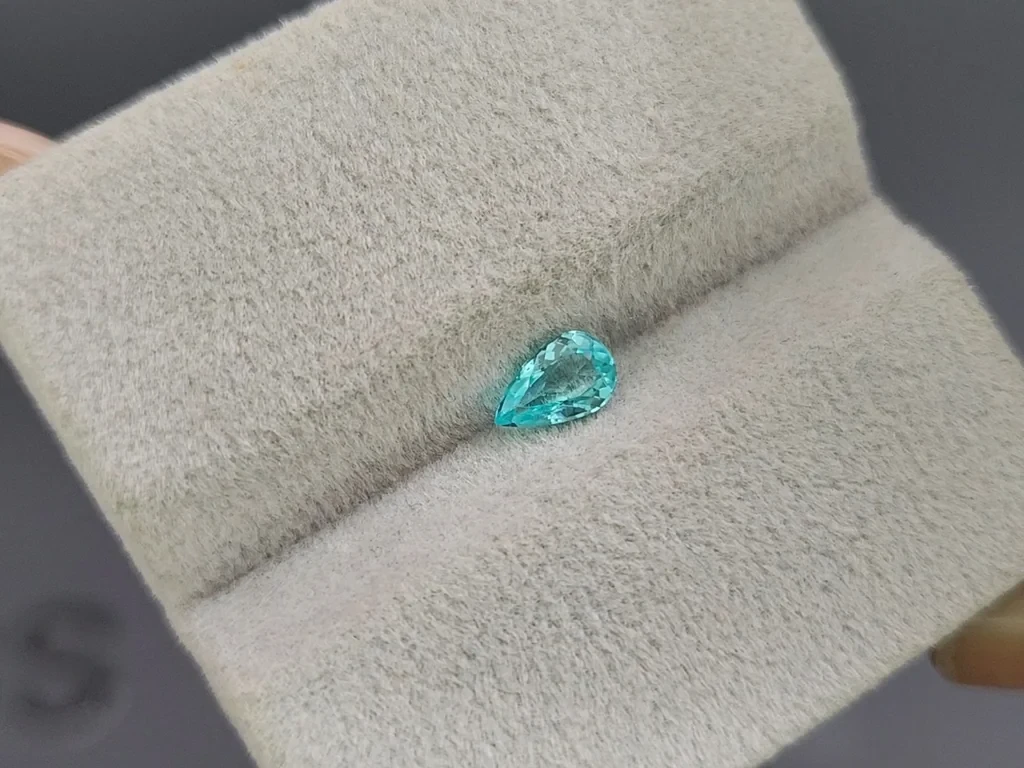 Neon Paraiba tourmaline greenish blue pear cut 0.36 carats, Mozambique Image №4