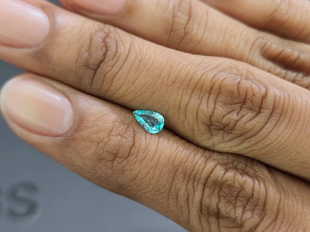 Neon Paraiba tourmaline greenish blue pear cut 0.36 carats, Mozambique Image №2
