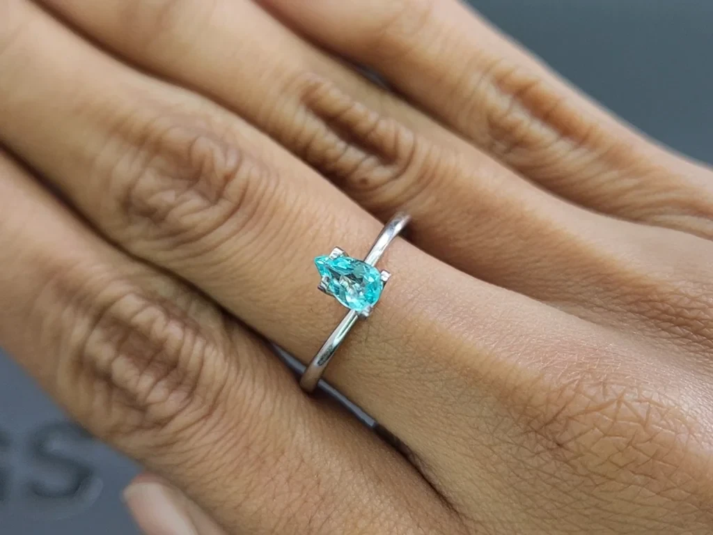 Neon Paraiba tourmaline greenish blue pear cut 0.36 carats, Mozambique Image №5