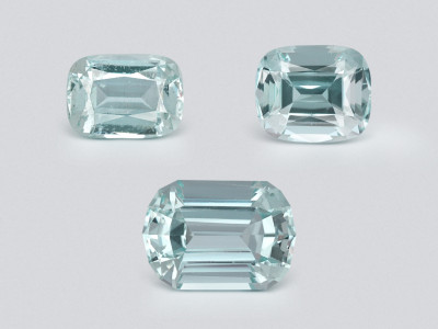 Set of aquamarines cushion cut 3.62 carats, Madagascar photo