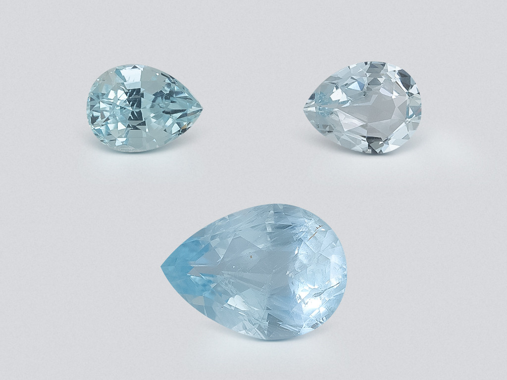 Set of aquamarines in pear cut 1.58 carats, Madagascar Image №1