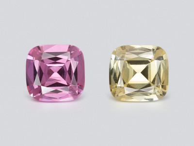 Сontrasting pair of unheated sapphires cushion cut 0.73 carats, Sri Lanka photo
