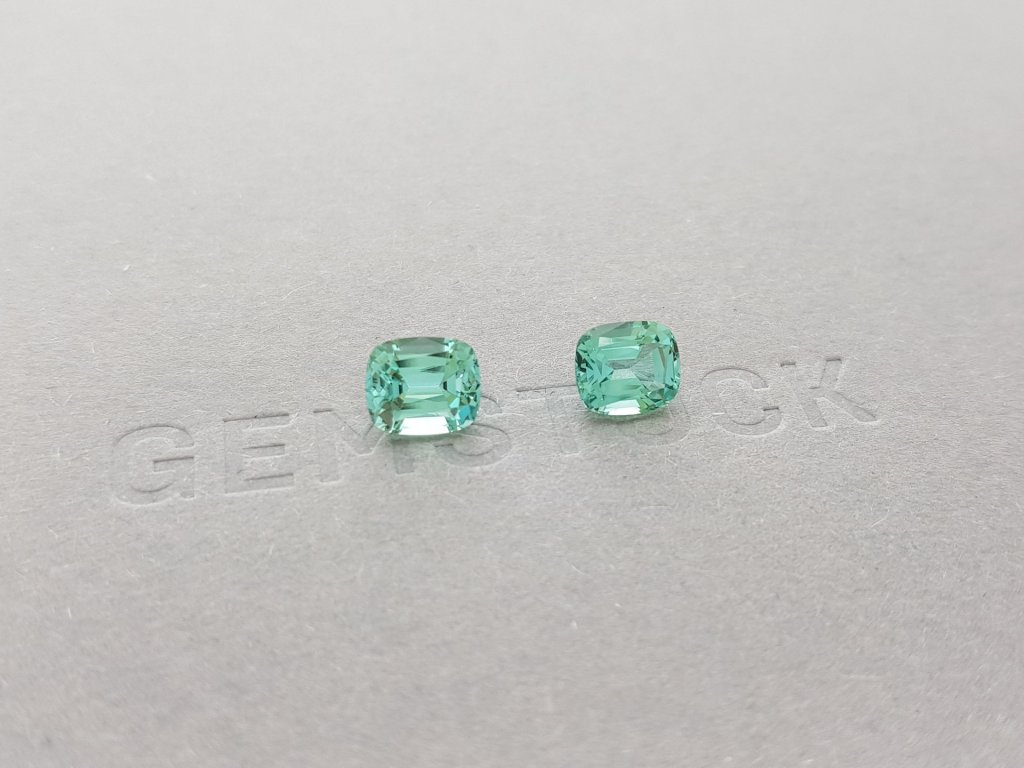 A pair of mint tourmaline from Afghanistan to cut 2.98 carat cushion Image №3