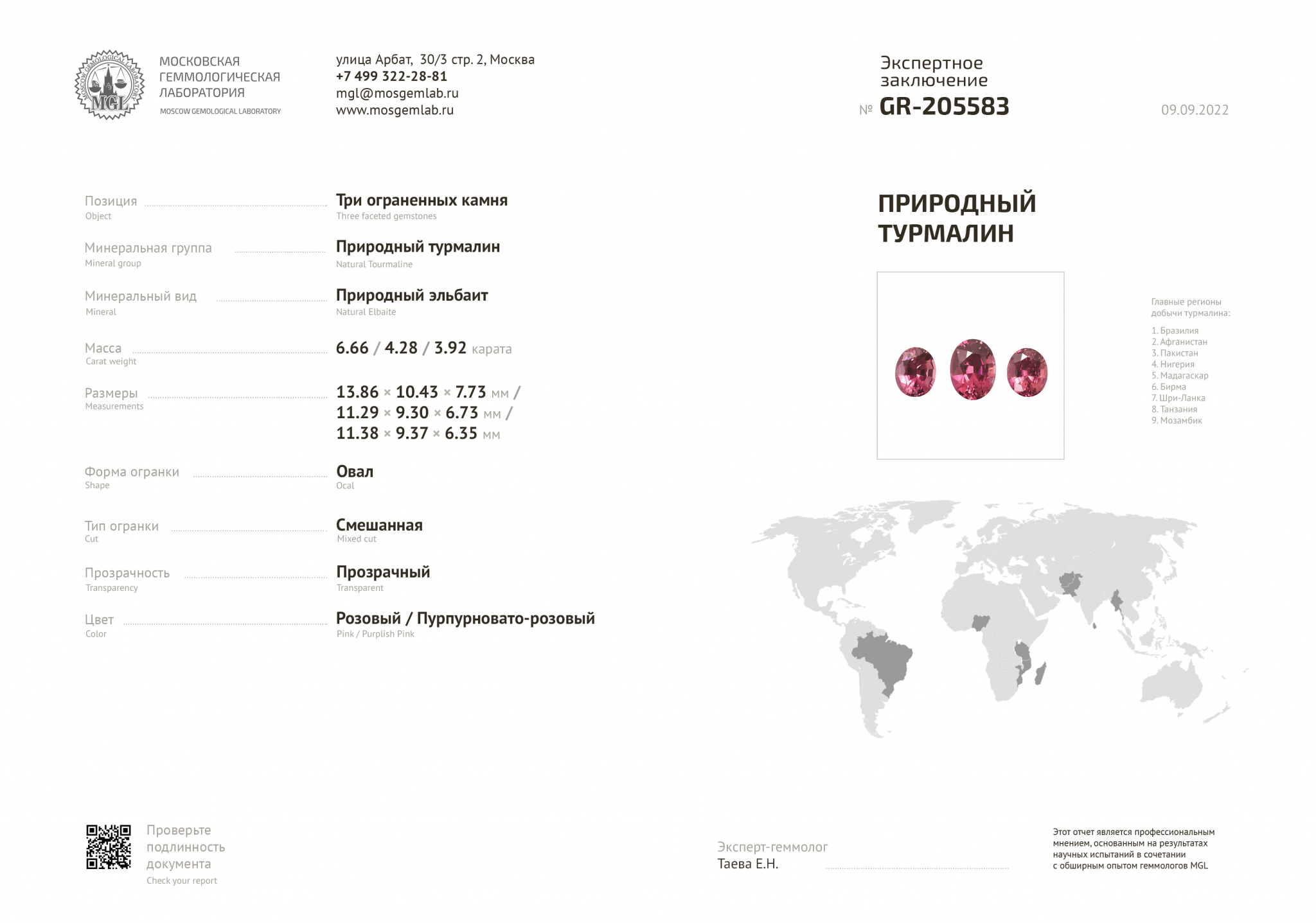 Set of hot pink tourmalines 14.86 ct Image №5