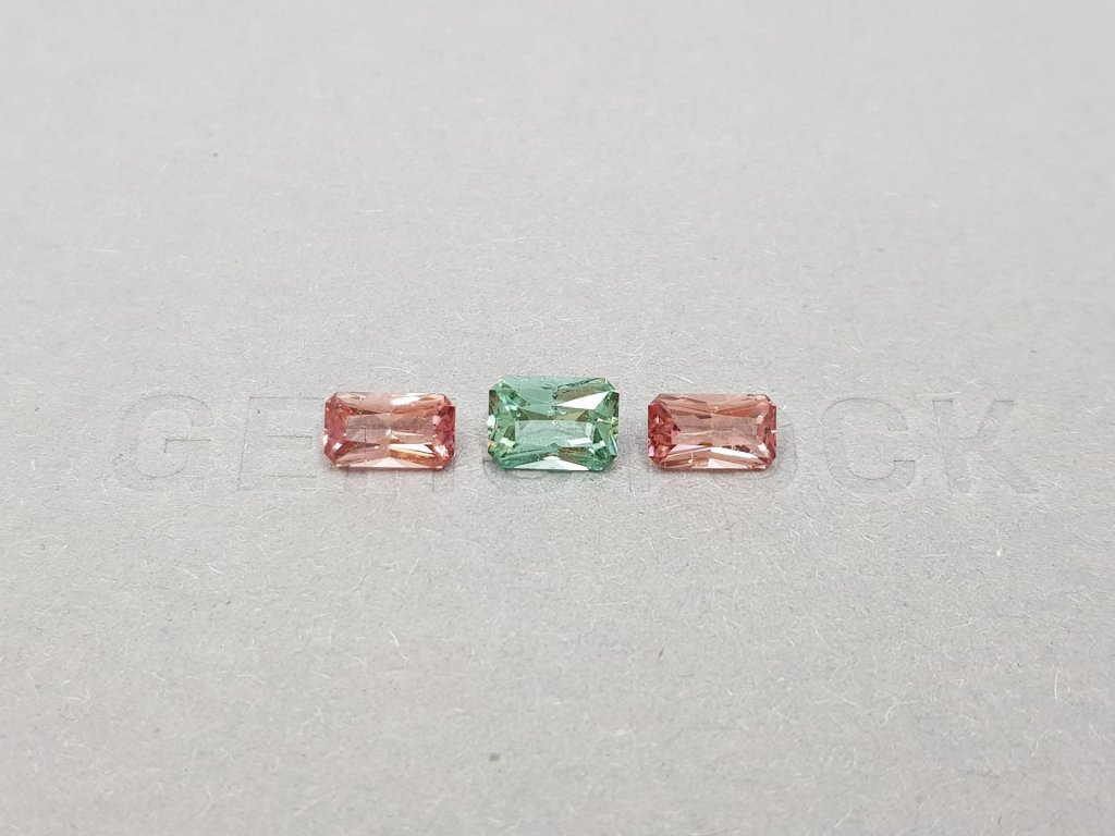 Set of pink and green radiant cut tourmalines 2.49 ct, Afghanistan Image №2