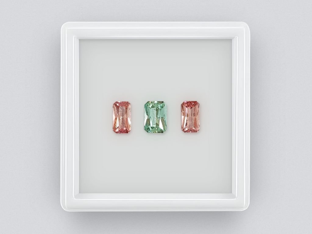 Set of pink and green radiant cut tourmalines 2.49 ct, Afghanistan Image №1