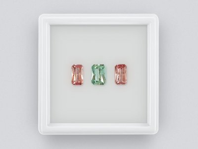 Set of pink and green radiant cut tourmalines 2.49 ct, Afghanistan photo