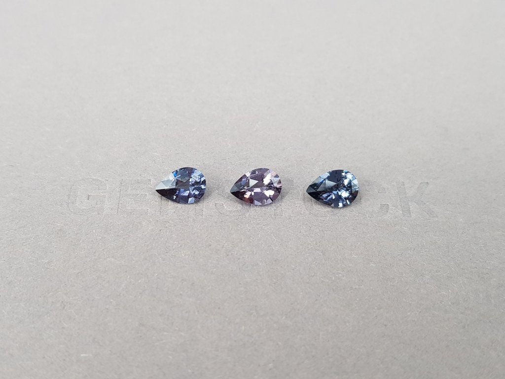 Set of blue and purple pear-cut spinels 2.12 ct, Burma Image №2