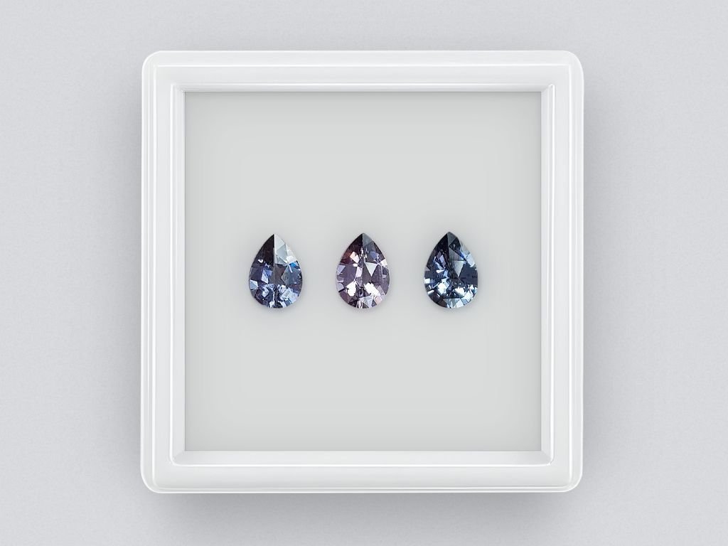 Set of blue and purple pear-cut spinels 2.12 ct, Burma Image №1
