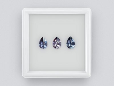 Set of blue and purple pear-cut spinels 2.12 ct, Burma photo