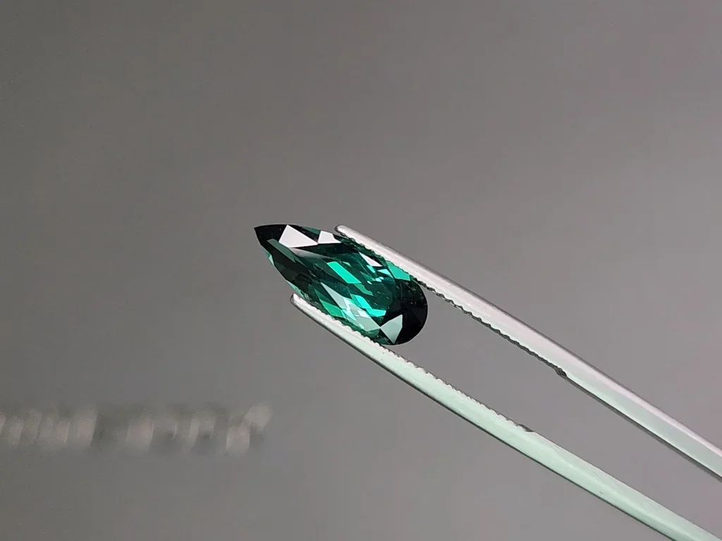 Greenish-blue indicolite tourmaline in pear cut 2.61 carats, Brazil Image №3