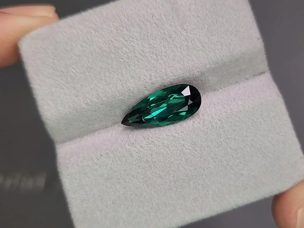 Greenish-blue indicolite tourmaline in pear cut 2.61 carats, Brazil Image №4